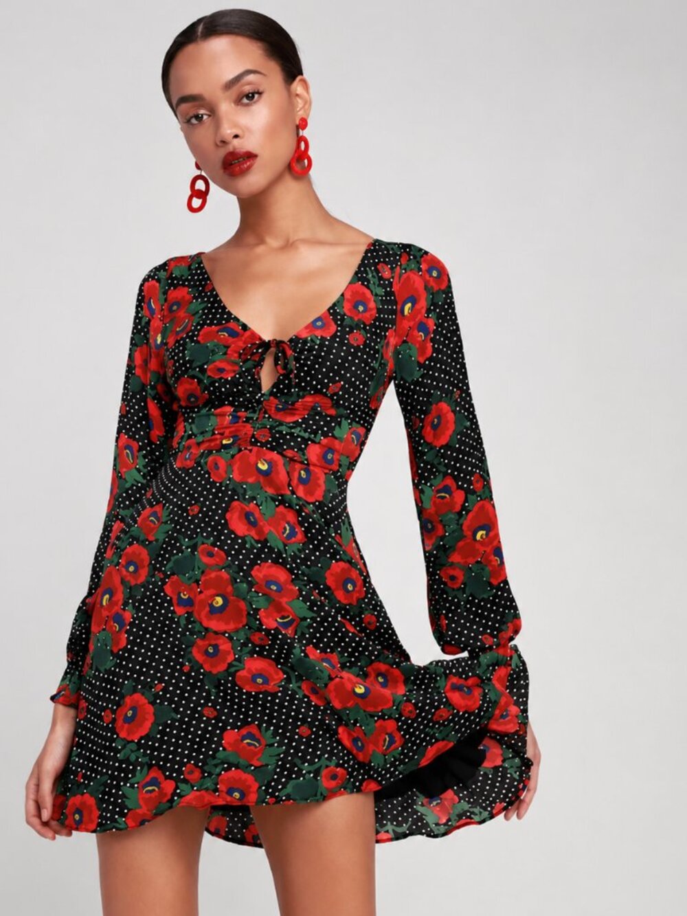 Free People Morning Light Floral Mini Dress Black Size 2 NWOT